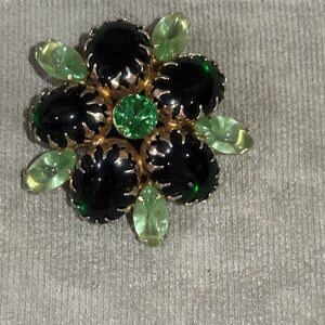 Juliana D&E green stone brooch